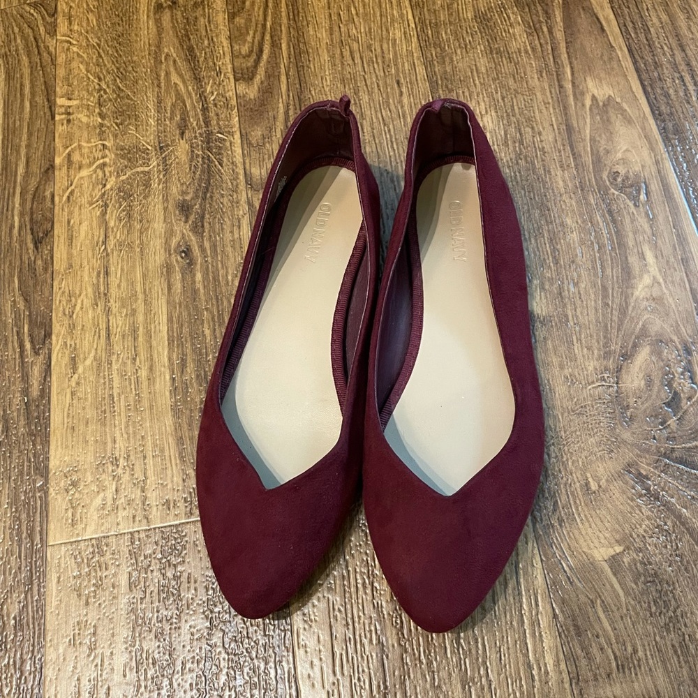 Maroon Suede Flats Size 6